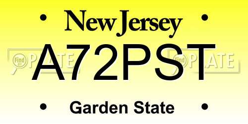 A72PST New Jersey License Plate
