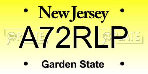 A72RLP New Jersey License Plate