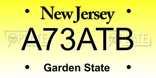 A73ATB New Jersey License Plate