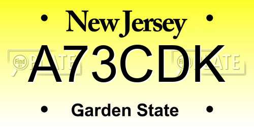A73CDK New Jersey License Plate