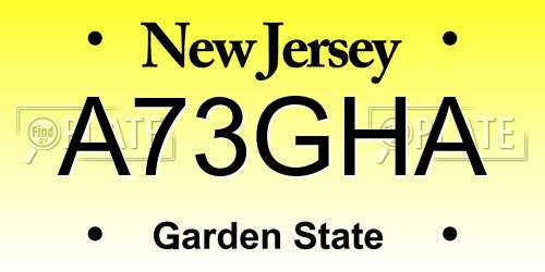 A73GHA New Jersey License Plate