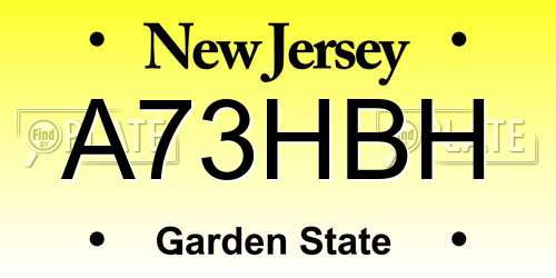 A73HBH New Jersey License Plate