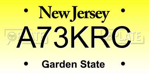 A73KRC New Jersey License Plate