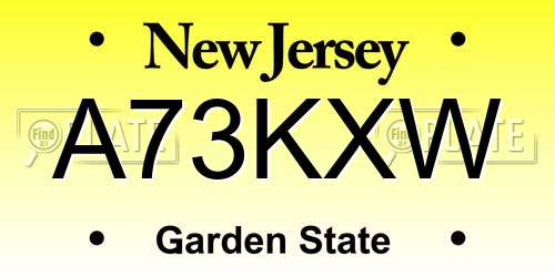 A73KXW New Jersey License Plate