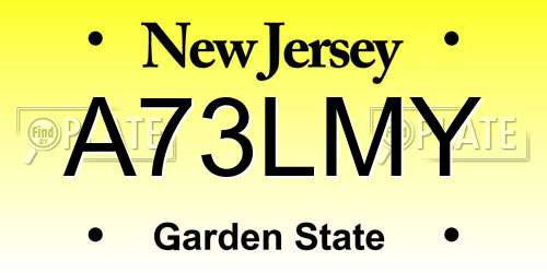 A73LMY New Jersey License Plate