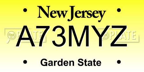 A73MYZ New Jersey License Plate