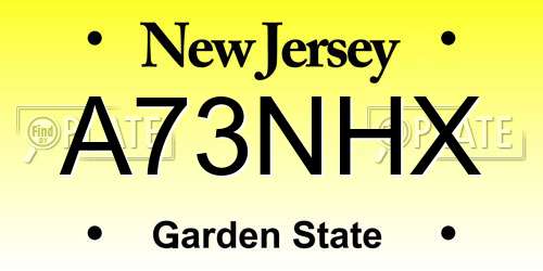 A73NHX New Jersey License Plate