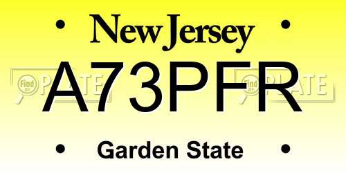 A73PFR New Jersey License Plate
