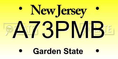 A73PMB New Jersey License Plate