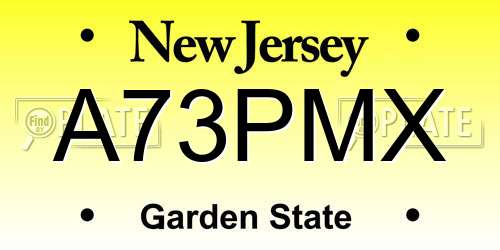 A73PMX New Jersey License Plate