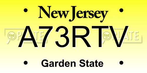 A73RTV New Jersey License Plate