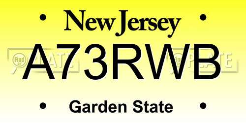 A73RWB New Jersey License Plate