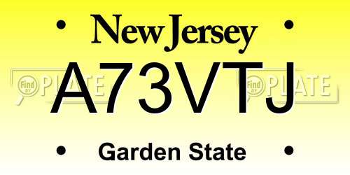 A73VTJ New Jersey License Plate