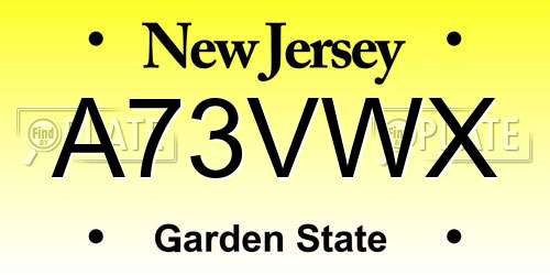 A73VWX New Jersey License Plate
