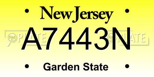 A7443N New Jersey License Plate