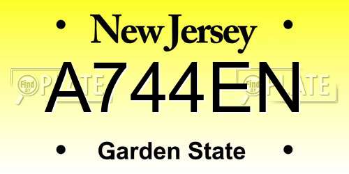 A744EN New Jersey License Plate