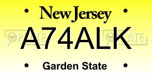 A74ALK New Jersey License Plate