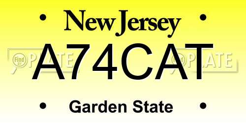 A74CAT New Jersey License Plate