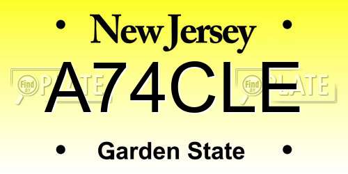 A74CLE New Jersey License Plate