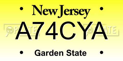 A74CYA New Jersey License Plate