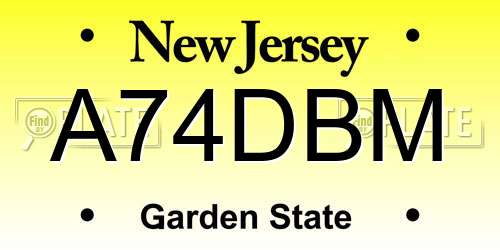 A74DBM New Jersey License Plate