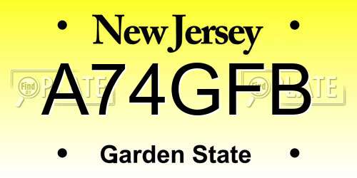 A74GFB New Jersey License Plate