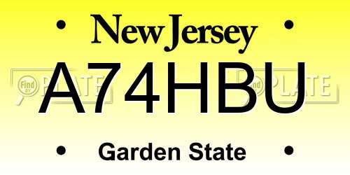 A74HBU New Jersey License Plate