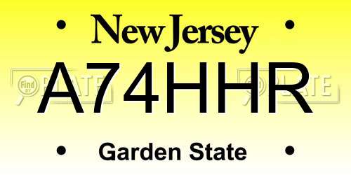 A74HHR New Jersey License Plate