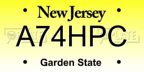 A74HPC New Jersey License Plate