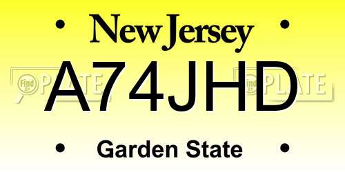 A74JHD New Jersey License Plate