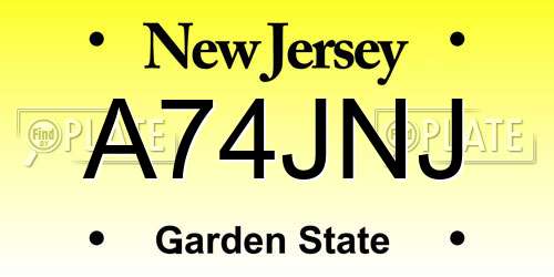 A74JNJ New Jersey License Plate