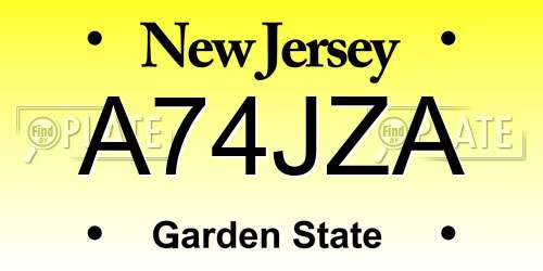 A74JZA New Jersey License Plate