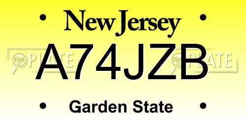 A74JZB New Jersey License Plate