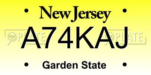 A74KAJ New Jersey License Plate