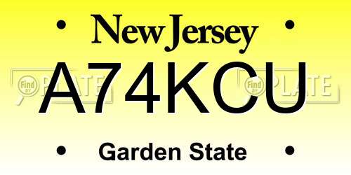 A74KCU New Jersey License Plate