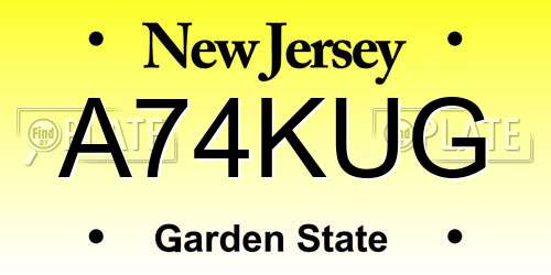 A74KUG New Jersey License Plate