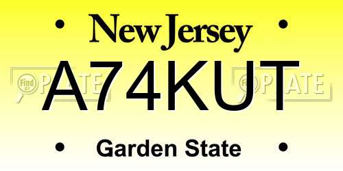 A74KUT New Jersey License Plate