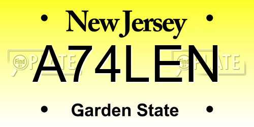 A74LEN New Jersey License Plate