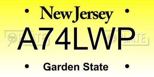A74LWP New Jersey License Plate