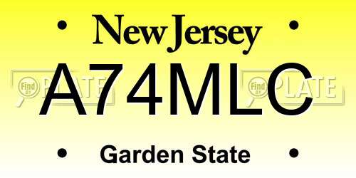 A74MLC New Jersey License Plate