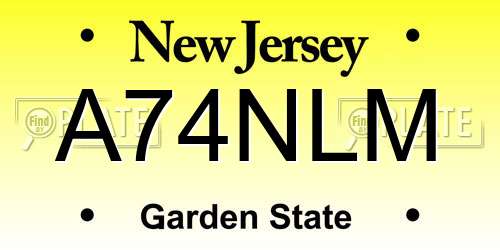 A74NLM New Jersey License Plate