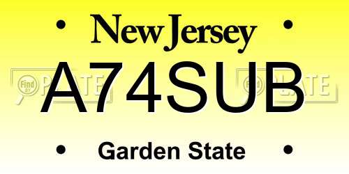 A74SUB New Jersey License Plate