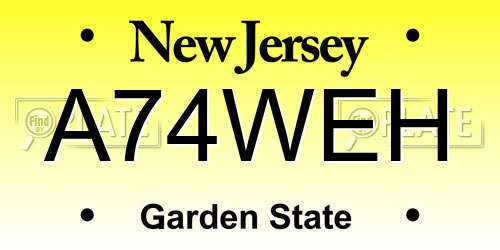 A74WEH New Jersey License Plate