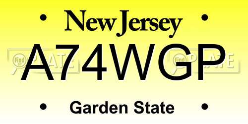 A74WGP New Jersey License Plate