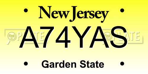 A74YAS New Jersey License Plate