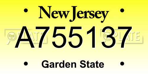 A755137 New Jersey License Plate
