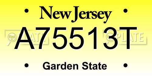 A75513T New Jersey License Plate