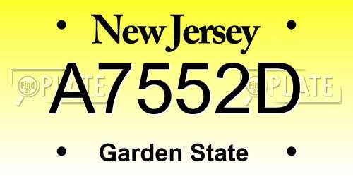 A7552D New Jersey License Plate