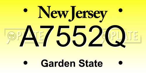 A7552Q New Jersey License Plate