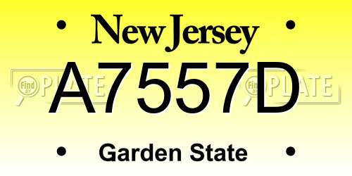 A7557D New Jersey License Plate